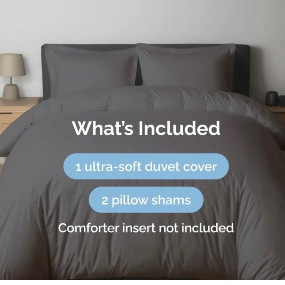 New Dark Gray King Duvet Cover with 2 Pillow shams